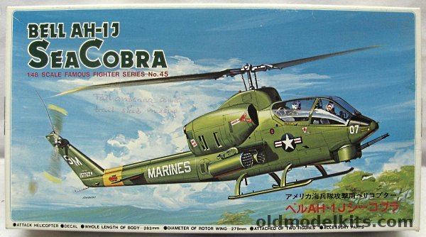 Fujimi 1/48 Bell AH-1J Sea Cobra - Twin Engine Attack Helicopter - US Marines HMA-369 or HMA-163, 5A-45 plastic model kit
